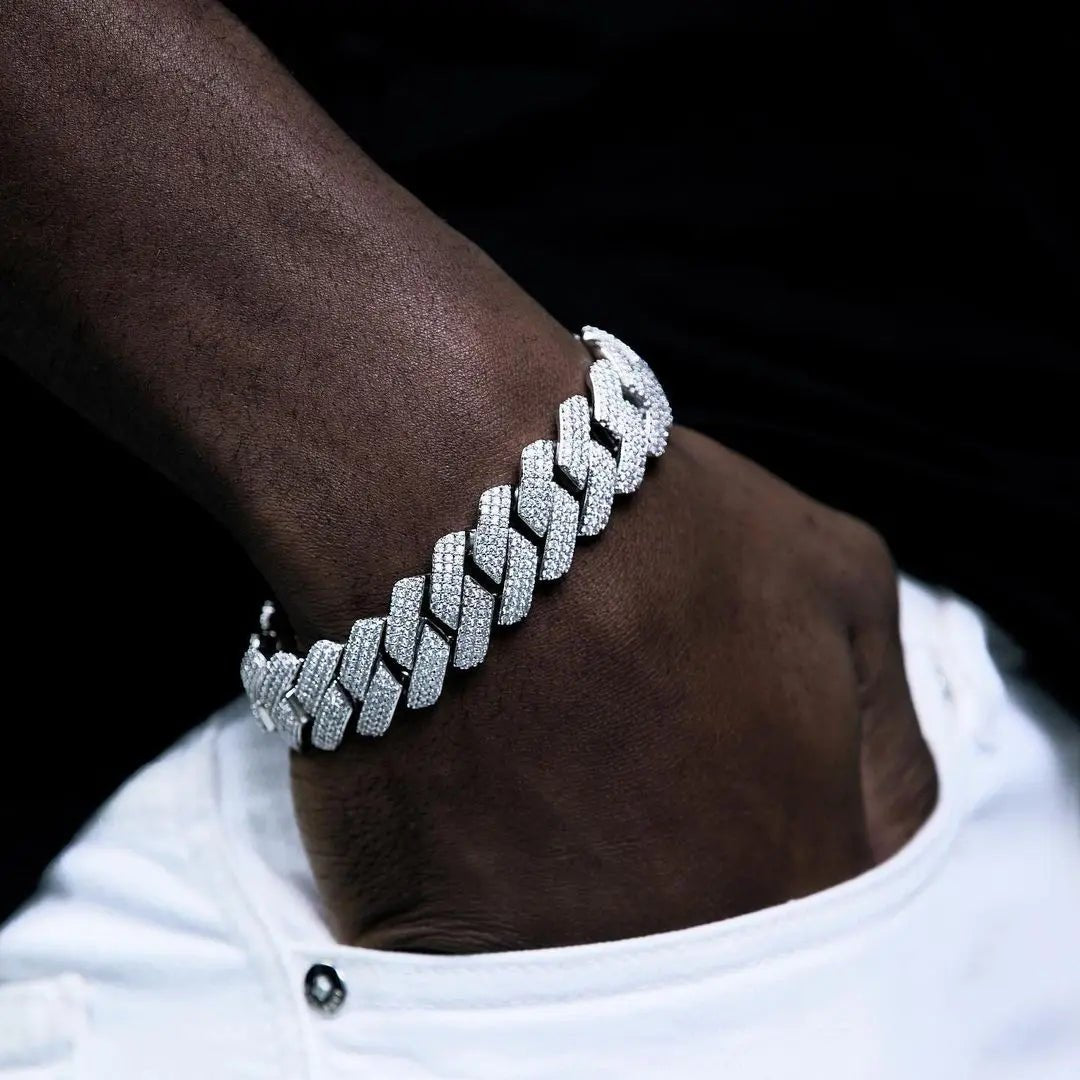 Bliss Cuban Link Bracelet White Gold - Stellar Sparque