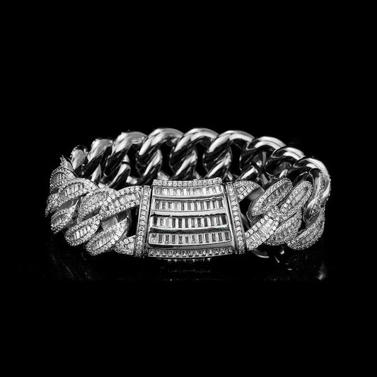 BUCKLE UP 15mm Miami Platinum Cuban Bracelet - Stellar Sparque