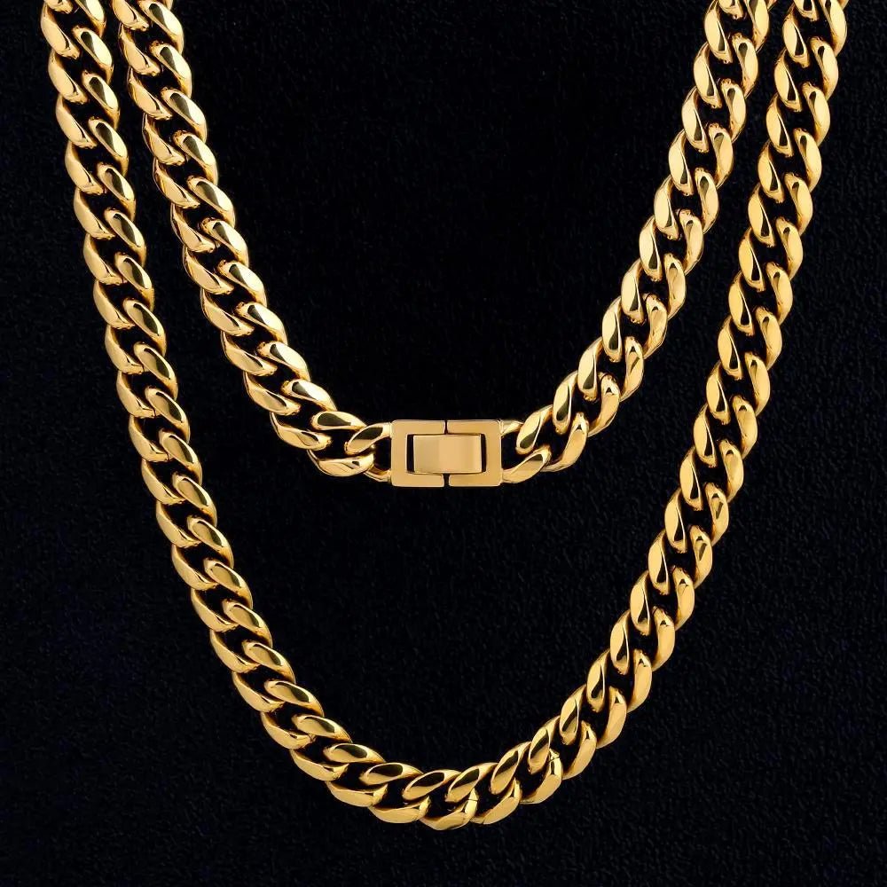 GLOW 10mm Cuban Necklace 18K Gold - Stellar Sparque