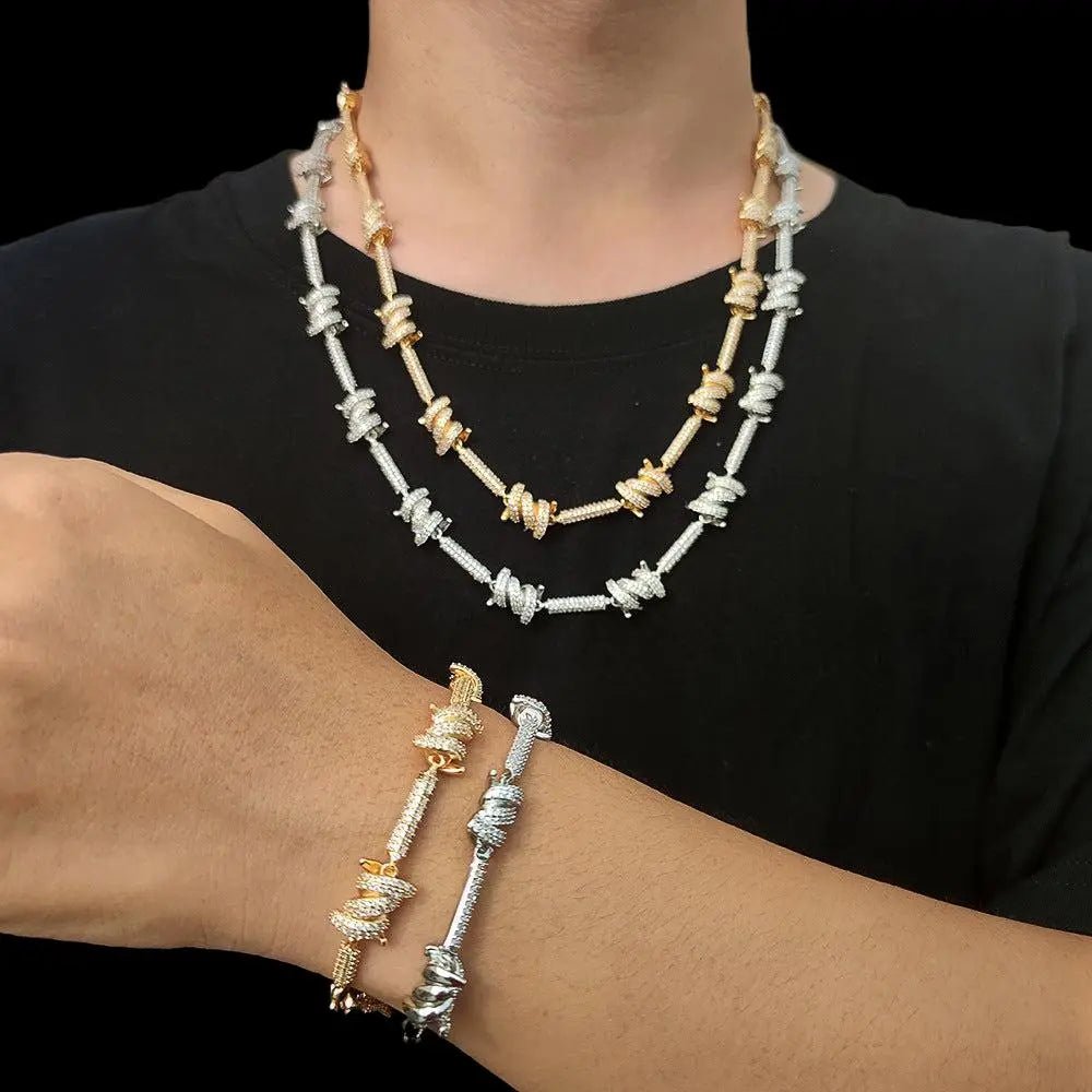 GROWTH 7.5mm Crown of Thorn Cuban Bracelet Platinum - Stellar Sparque