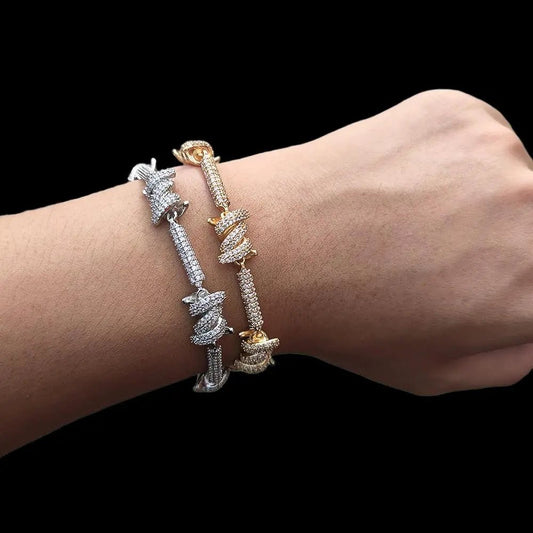 GROWTH 7.5mm Crown of Thorn Cuban Bracelet Platinum - Stellar Sparque