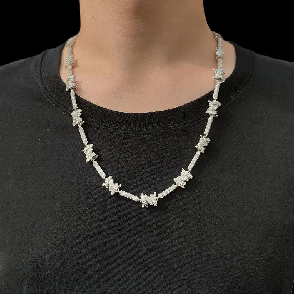 GROWTH 7.5mm Crown of Thorn Cuban Chain Platinum - Stellar Sparque