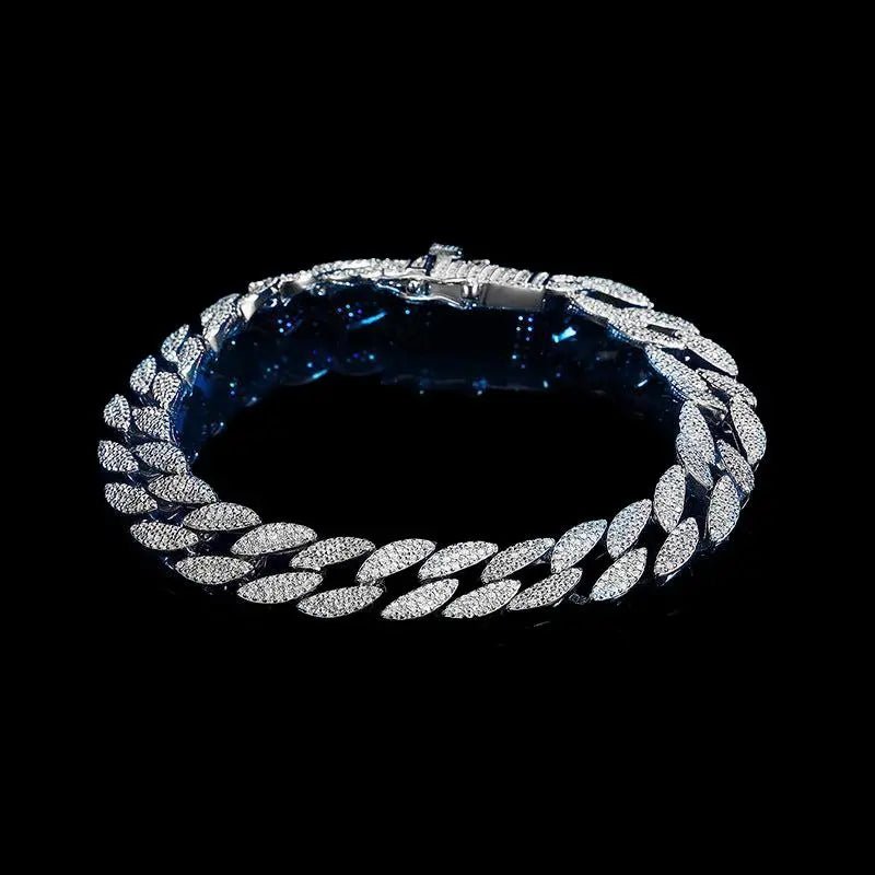 Halo Cuban Bracelet White Gold - Stellar Sparque