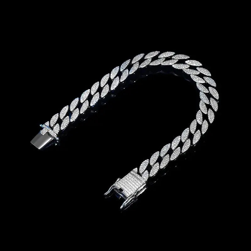 Halo Cuban Bracelet White Gold - Stellar Sparque