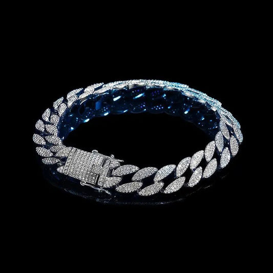 Halo Cuban Bracelet White Gold - Stellar Sparque