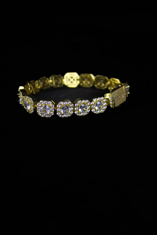ICON 10mm Clustered Tennis Bracelet Gold - Stellar Sparque