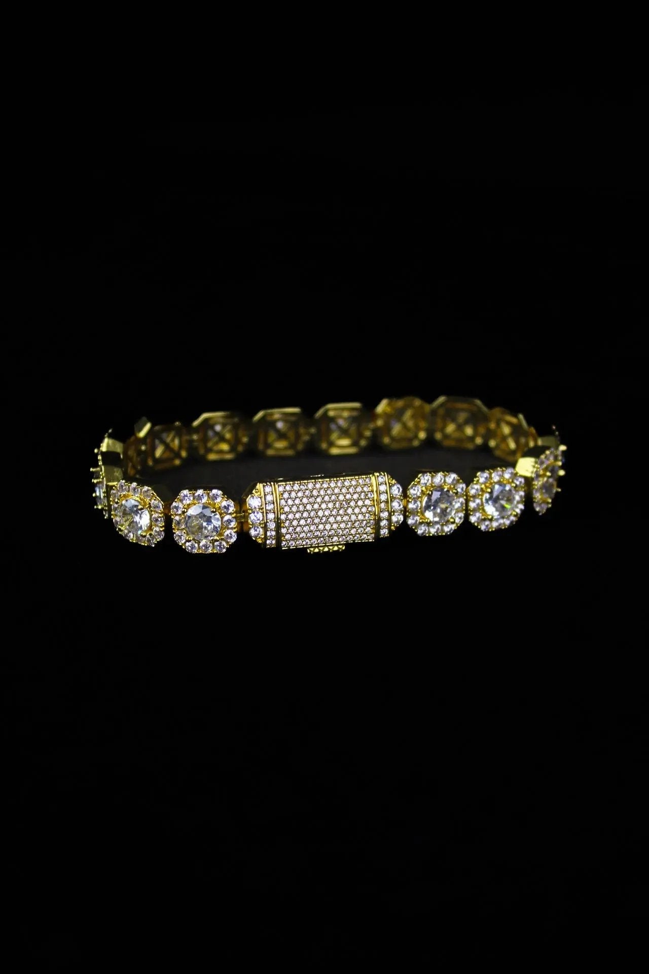 ICON 10mm Clustered Tennis Bracelet Gold - Stellar Sparque