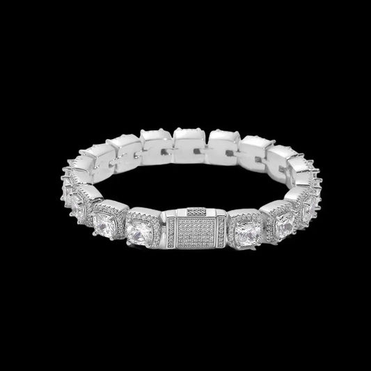 ICON 10mm Clustered Tennis Bracelet Platinum - Stellar Sparque