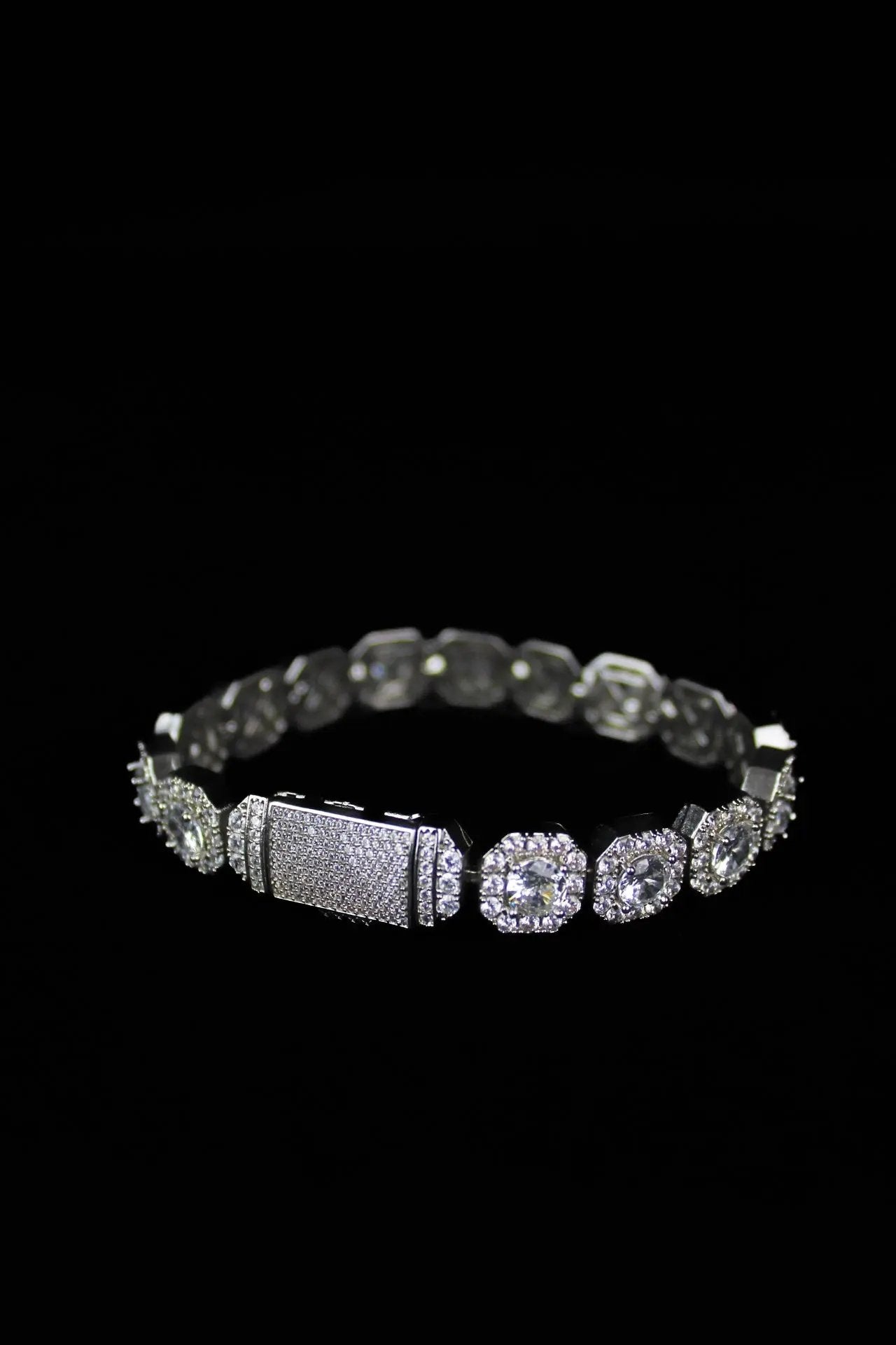 ICON 10mm Clustered Tennis Bracelet Platinum - Stellar Sparque