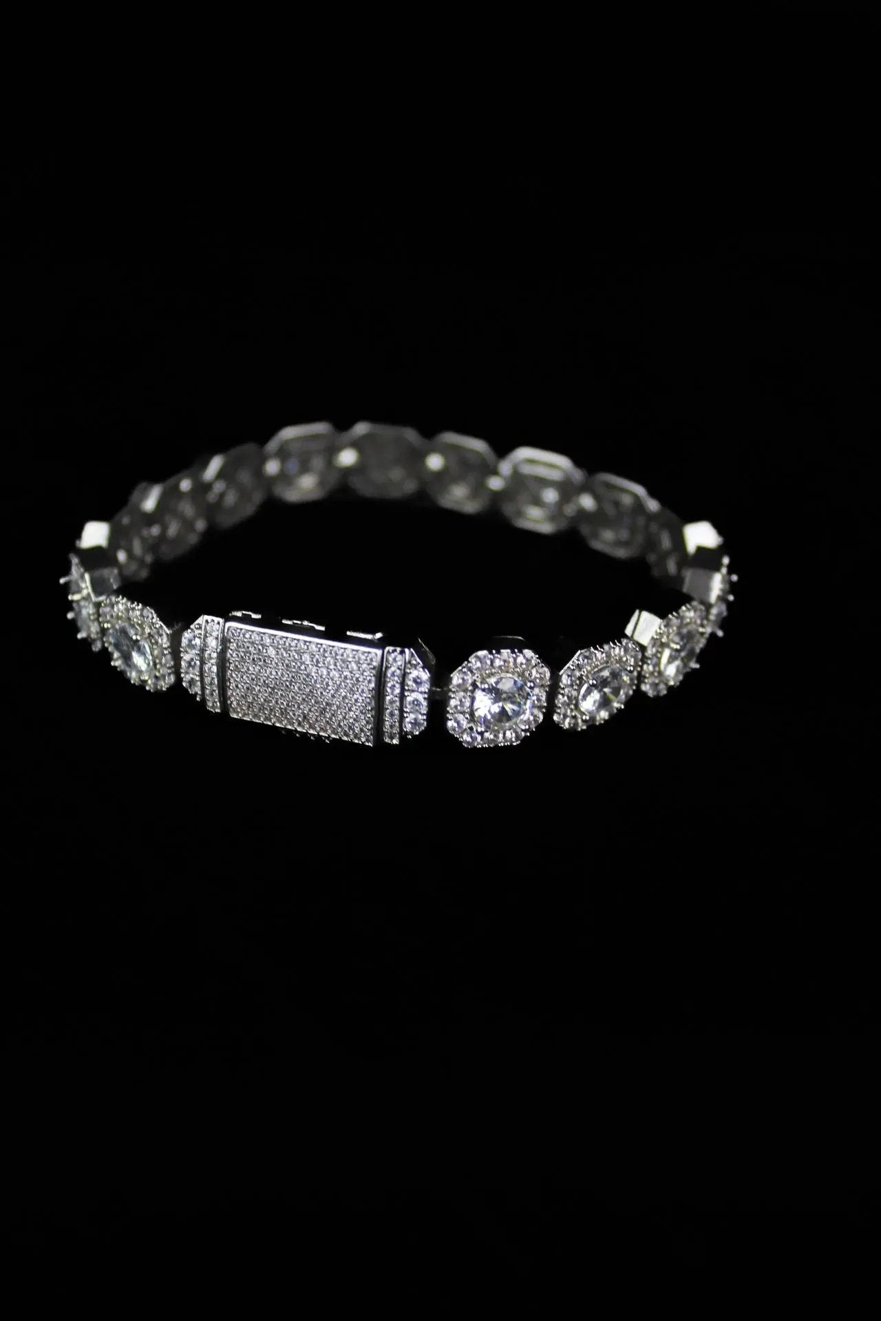 ICON 10mm Clustered Tennis Bracelet Platinum - Stellar Sparque