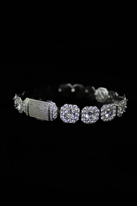 ICON 10mm Clustered Tennis Bracelet Platinum - Stellar Sparque