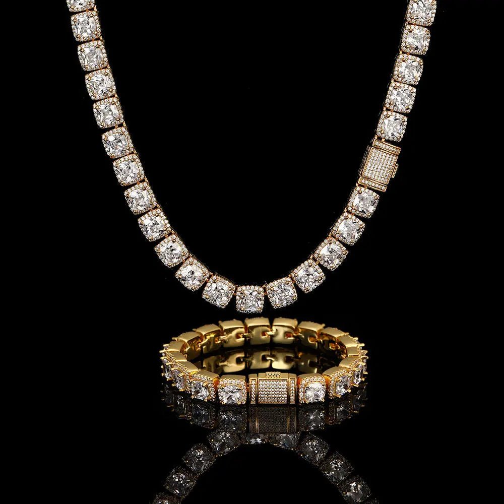 ICON 10mm Clustered Tennis Chain Gold - Stellar Sparque
