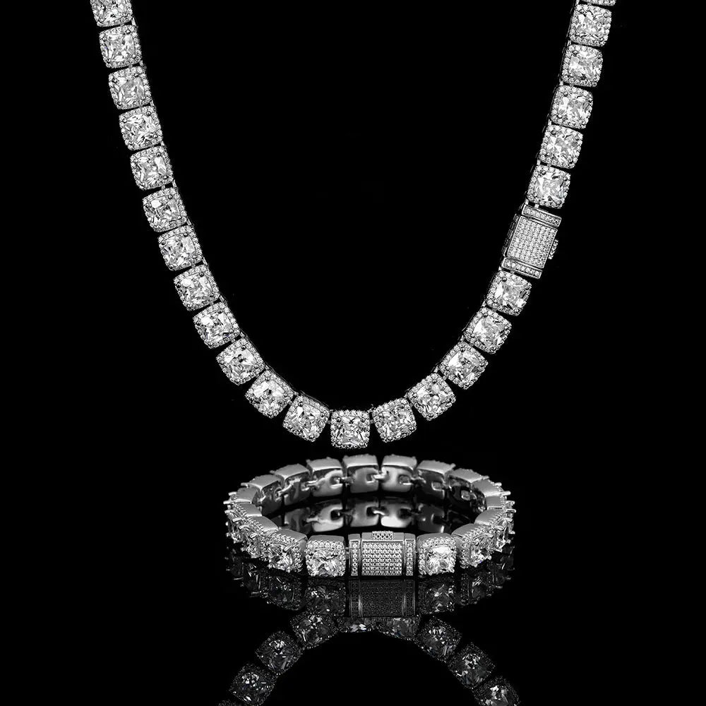 ICON 10mm Clustered Tennis Chain Platinum - Stellar Sparque