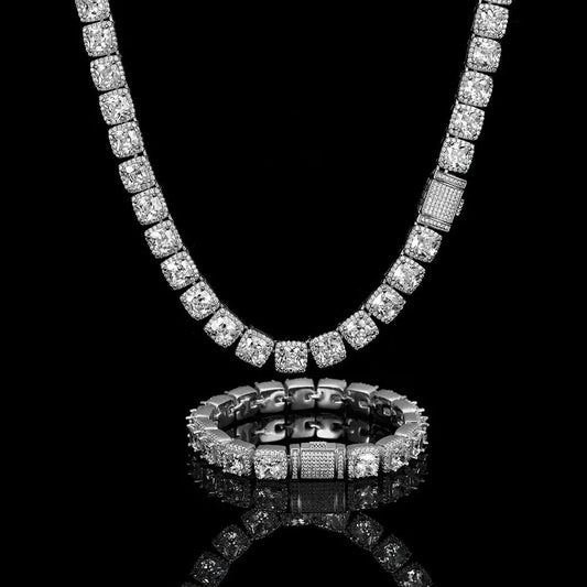 ICON 10mm Clustered Tennis Chain Platinum - Stellar Sparque
