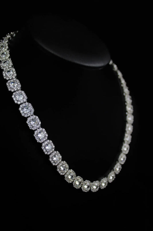 ICON 10mm Clustered Tennis Chain Platinum - Stellar Sparque