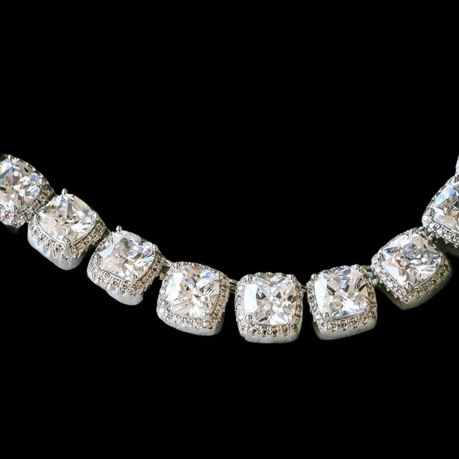 ICON 10mm Clustered Tennis Chain Platinum - Stellar Sparque