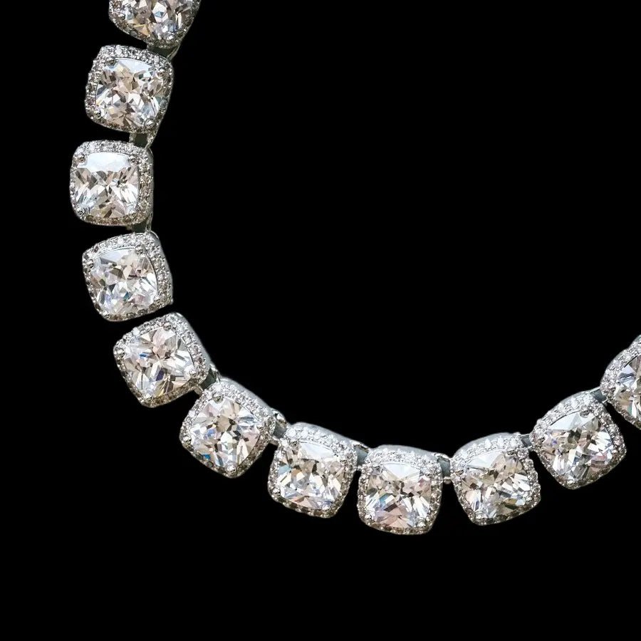 ICON 10mm Clustered Tennis Chain Platinum - Stellar Sparque
