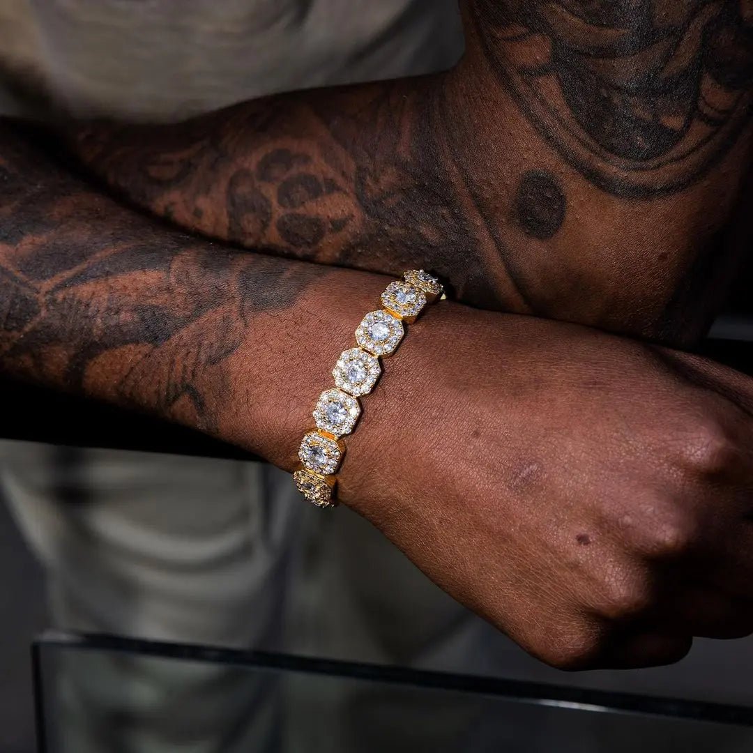 Prince 12mm Clustered Tennis Bracelet Gold - Stellar Sparque