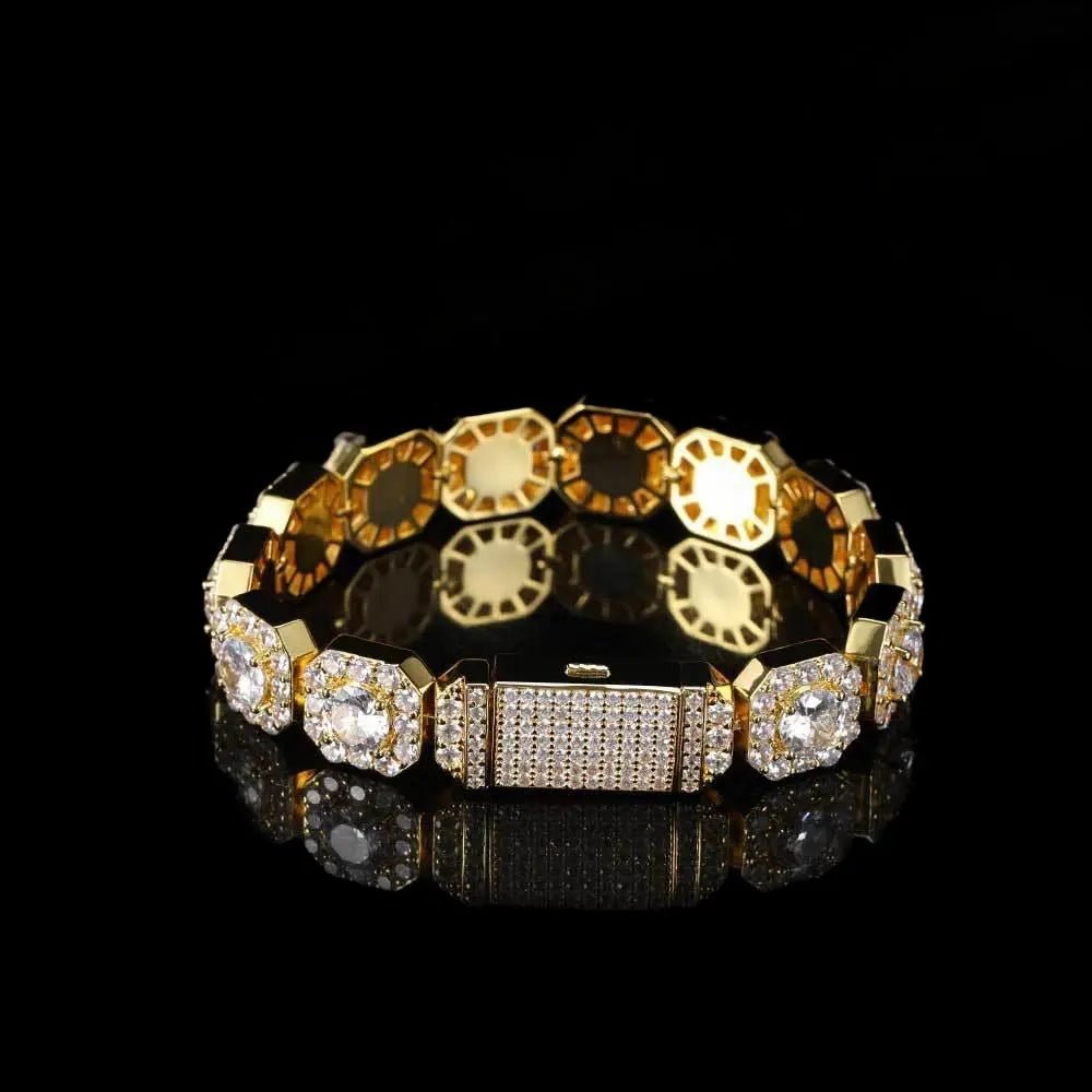 Prince 12mm Clustered Tennis Bracelet Gold - Stellar Sparque