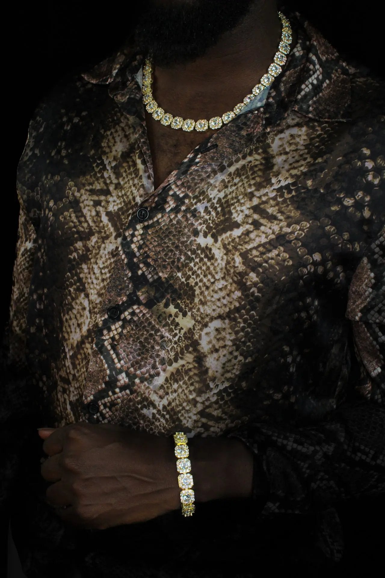 Prince 12mm Clustered Tennis Bracelet Gold - Stellar Sparque