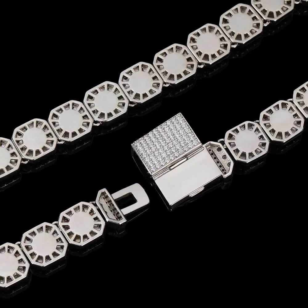 Prince 12mm Clustered Tennis Bracelet White Gold - Stellar Sparque