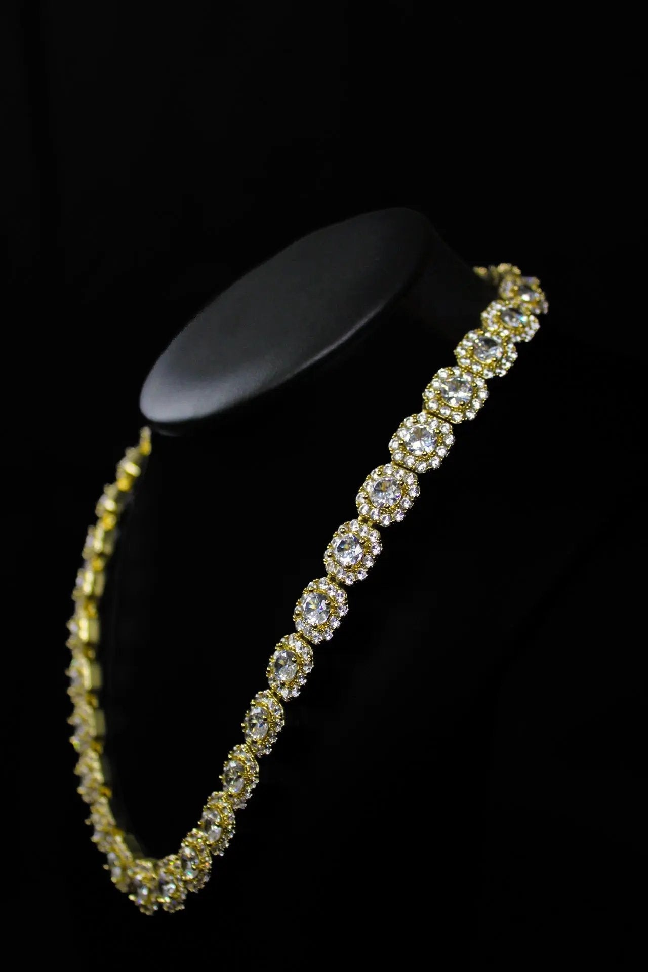 Prince 12mm Clustered Tennis Chain Gold - Stellar Sparque