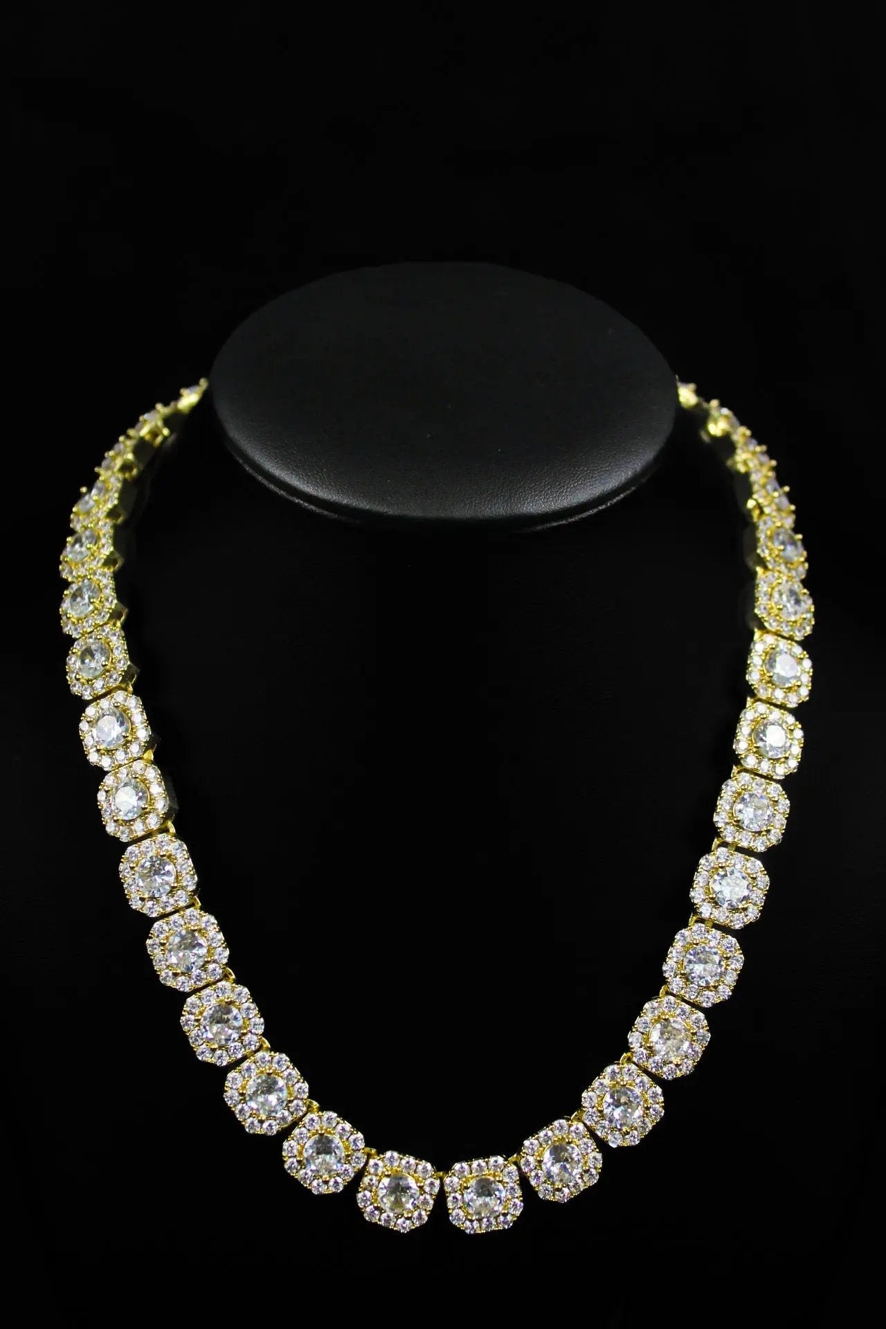 Prince 12mm Clustered Tennis Chain Gold - Stellar Sparque