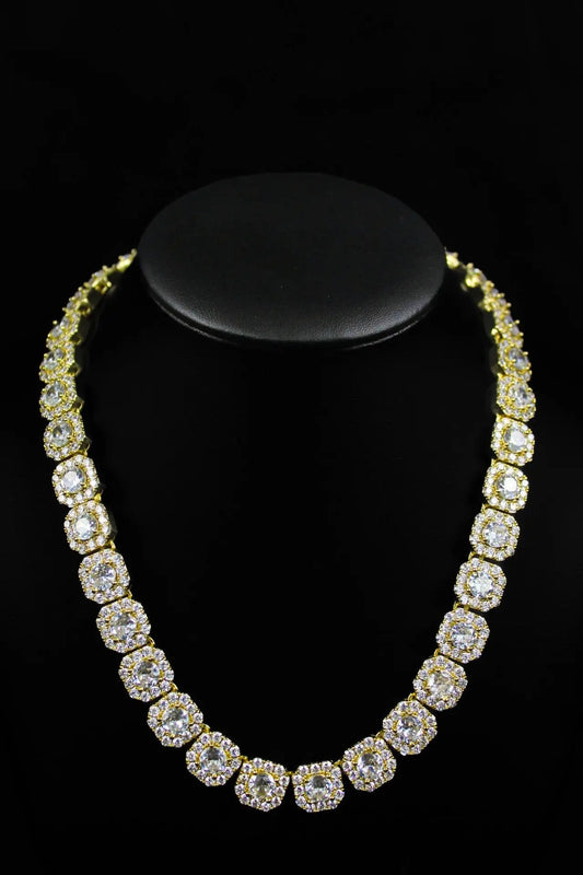 Prince 12mm Clustered Tennis Chain Gold - Stellar Sparque