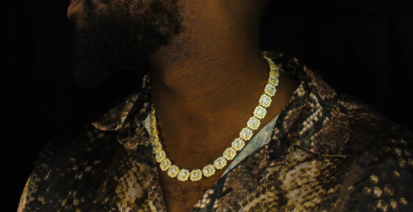 Prince 12mm Clustered Tennis Chain Gold - Stellar Sparque