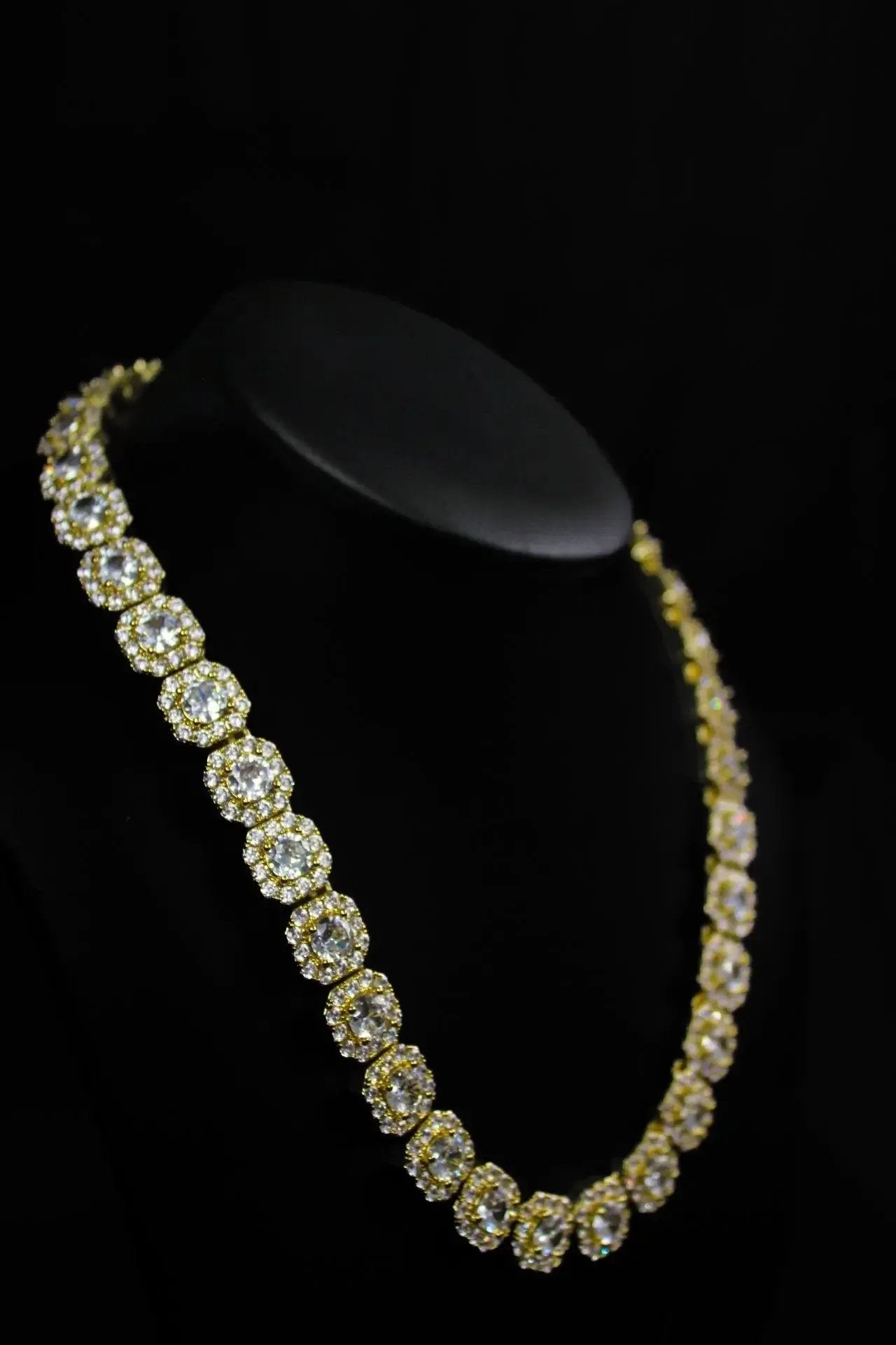 Prince 12mm Clustered Tennis Chain Gold - Stellar Sparque