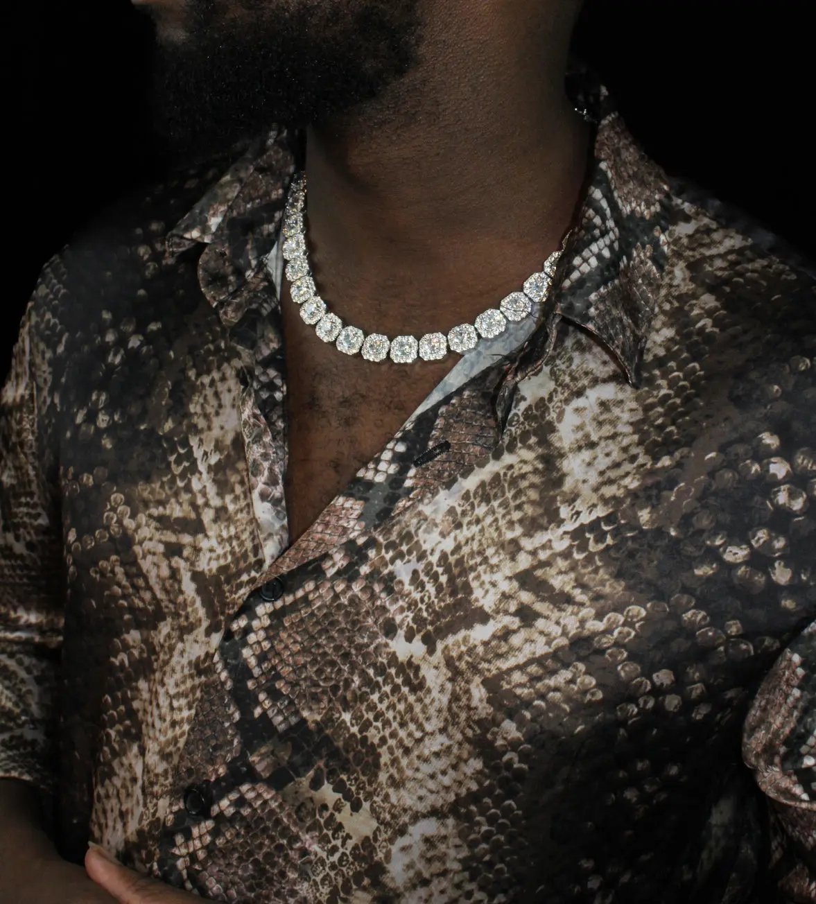 Prince 12mm Clustered Tennis Chain White Gold - Stellar Sparque