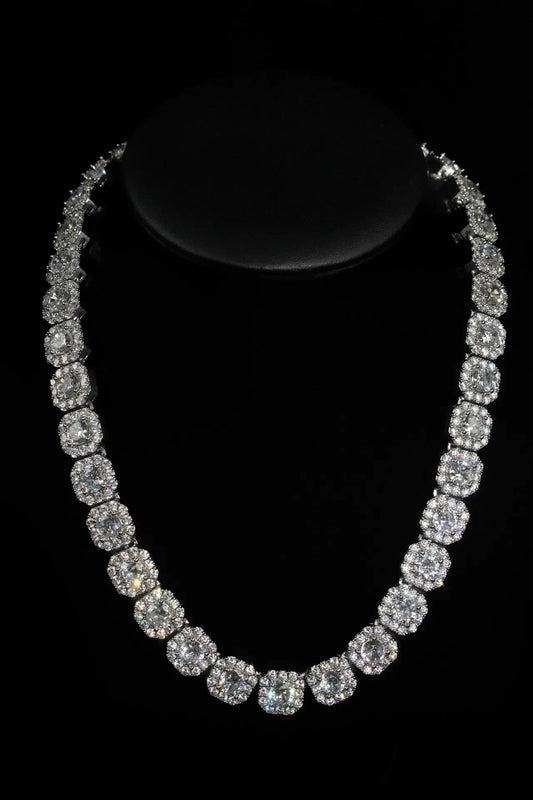 Prince 12mm Clustered Tennis Chain White Gold - Stellar Sparque