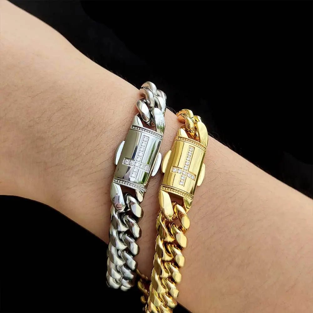 Stellar Clarity Gold Miami Cuban Bracelet - Stellar Sparque