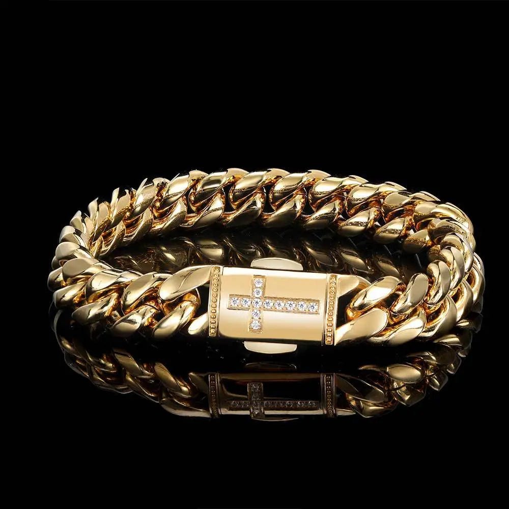 Stellar Clarity Gold Miami Cuban Bracelet - Stellar Sparque